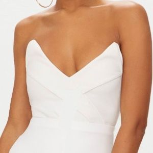 Pretty Little Thing-White Tux Bodysuit